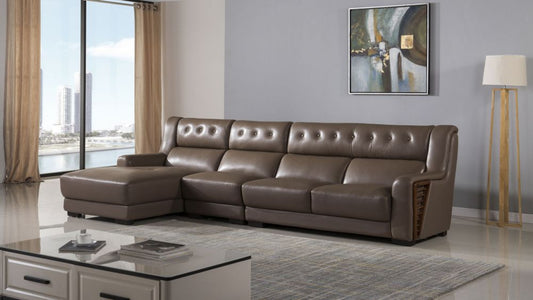 EK-L125 Dark Tan Top-grain Cow Hide Sectional Sofa Collection