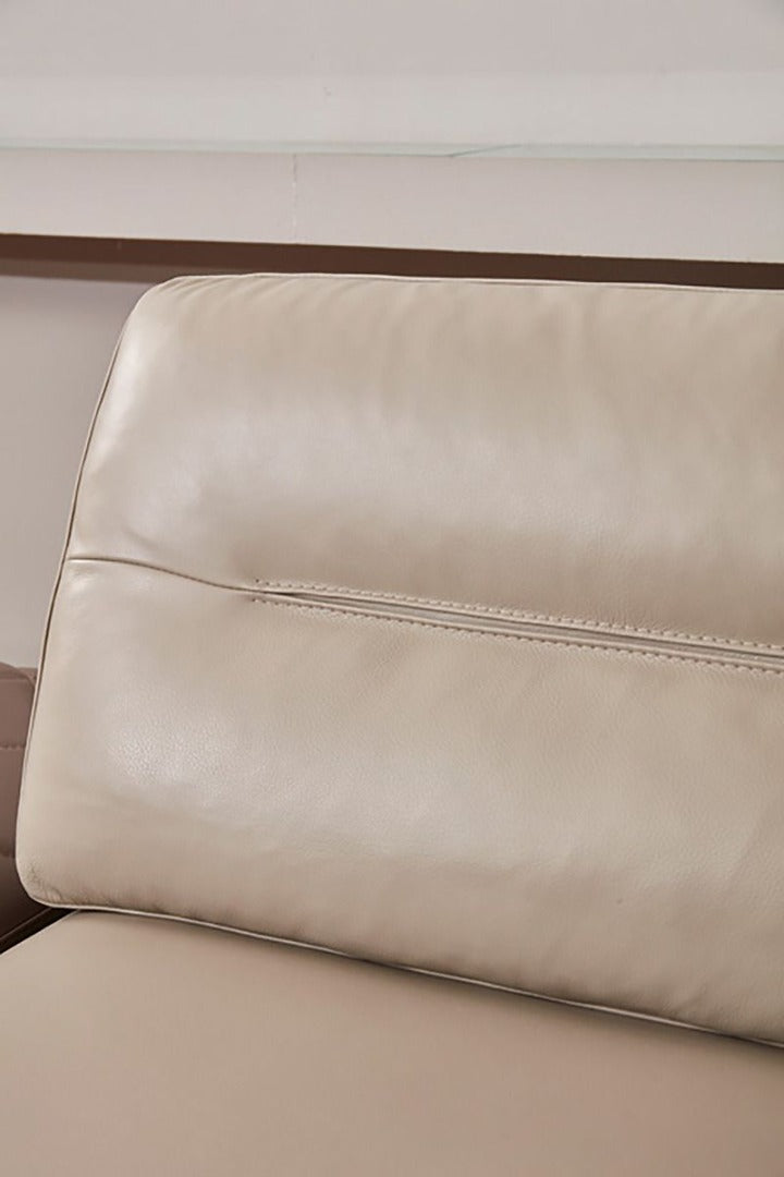 EK-L8011 Light & Taupe Full Leather Sectional Sofa Set