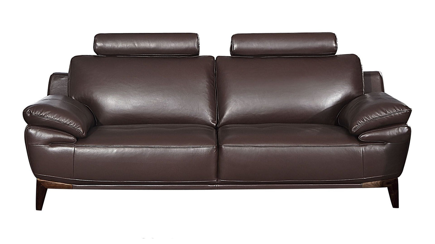 EK028 Dark Brown Italian Full Leather Sofa Set