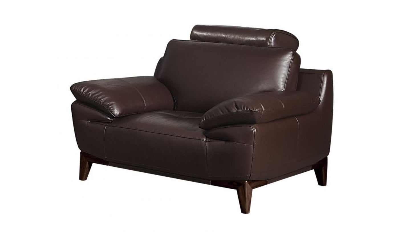 EK028 Dark Brown Italian Full Leather Sofa Set