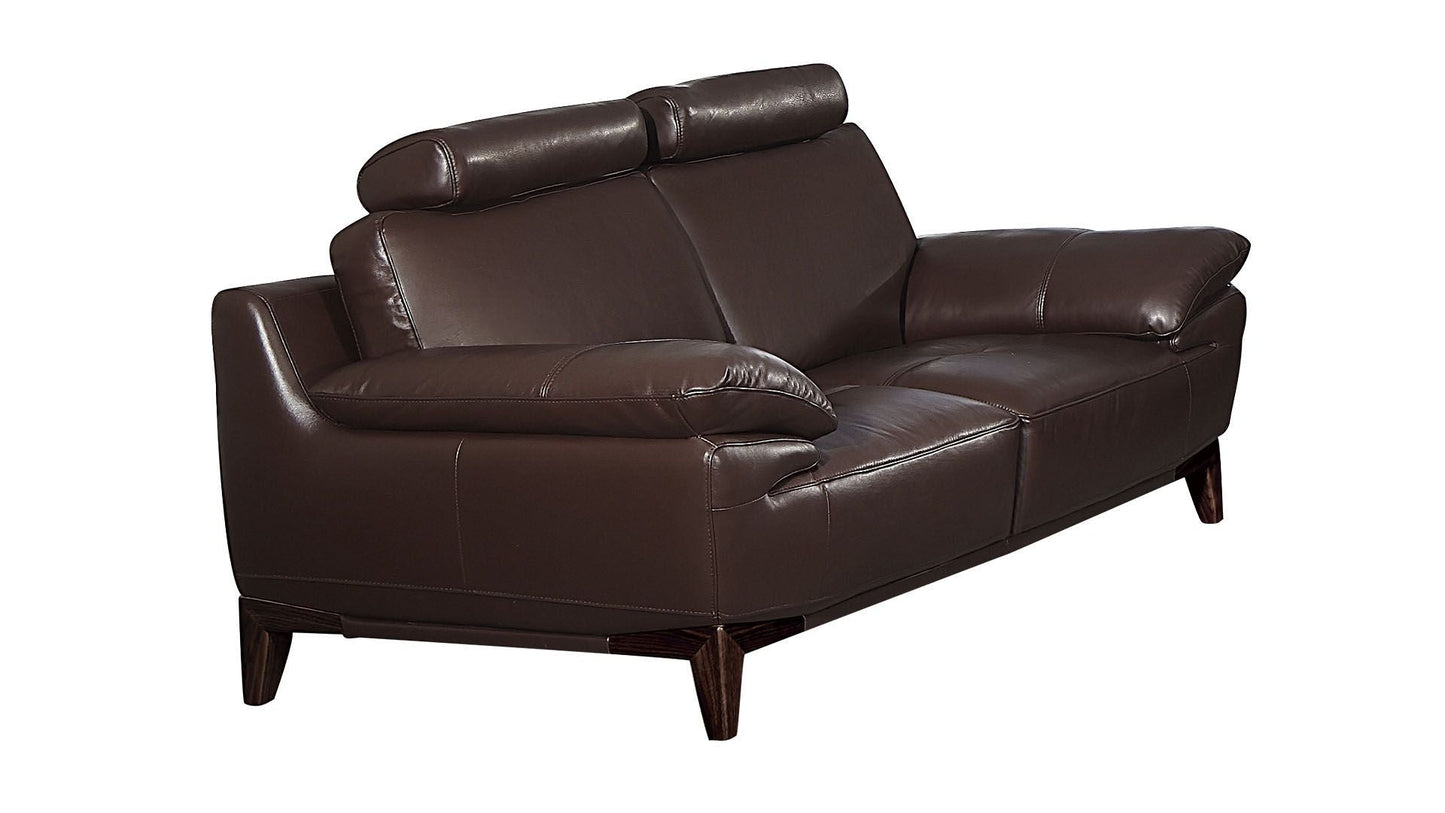 EK028 Dark Brown Italian Full Leather Sofa Set