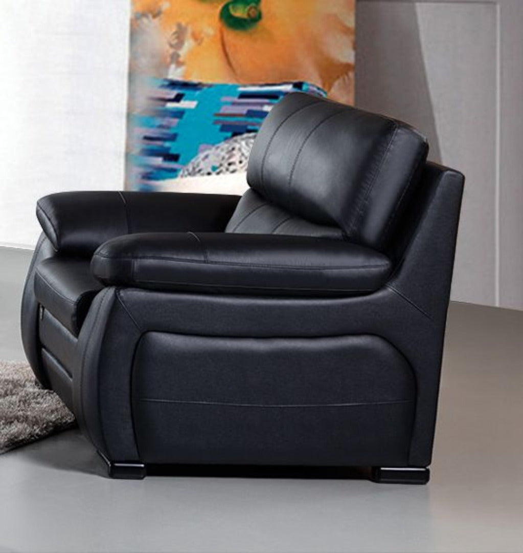 EK041 Black Italian Leather Sofa Set
