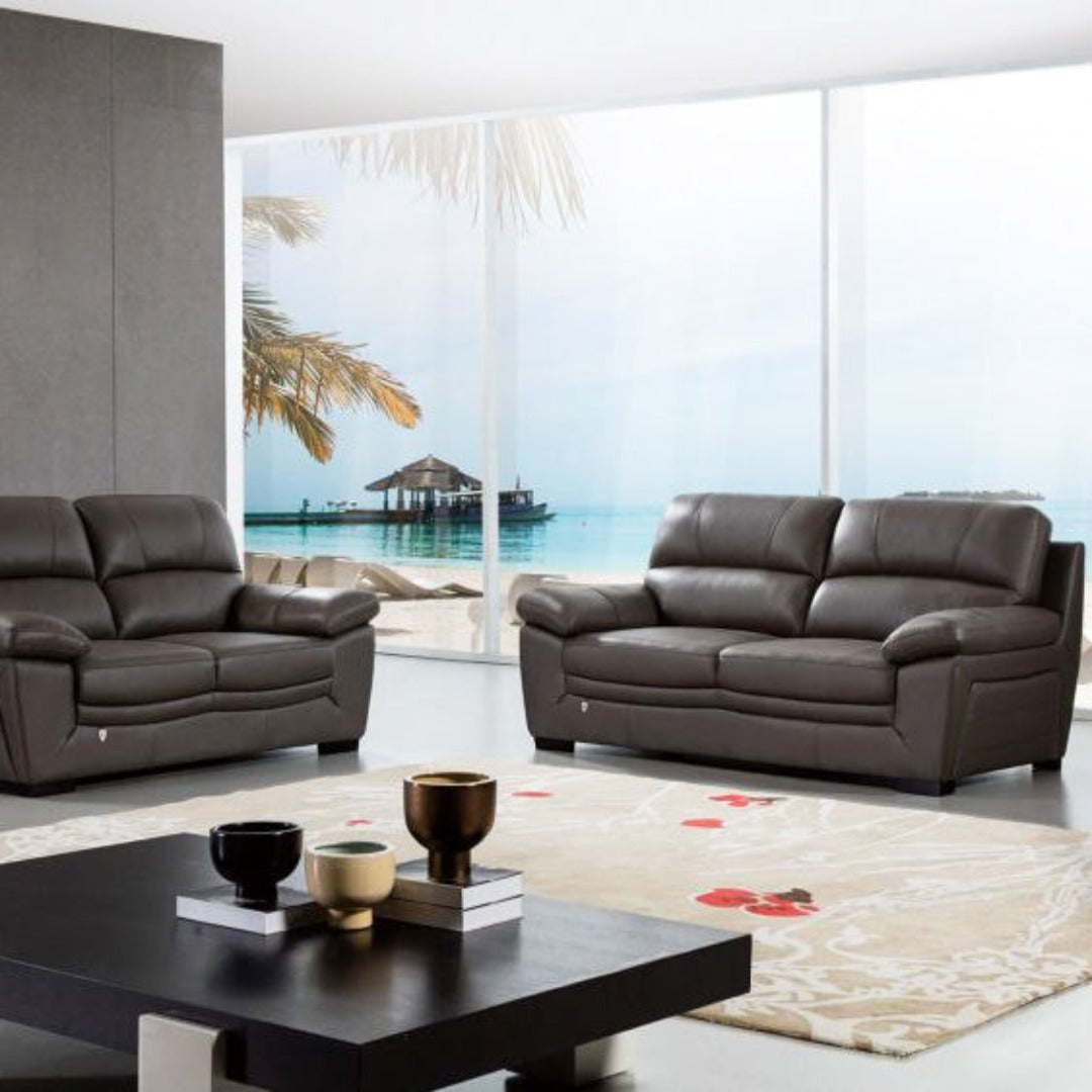 EK 045 Taupe Italian Leather Sofa Set