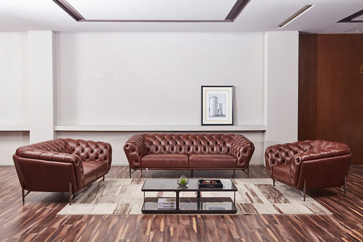 EK8009 Full Leather Sofa Set