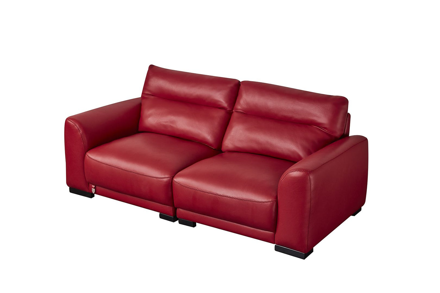 EK8012 Red Genuine Leather Sofa, Loveseat & Cabinet Table Set