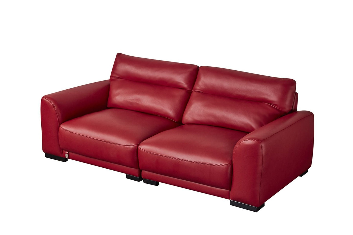 EK8012 Red Genuine Leather Sofa, Loveseat & Cabinet Table Set