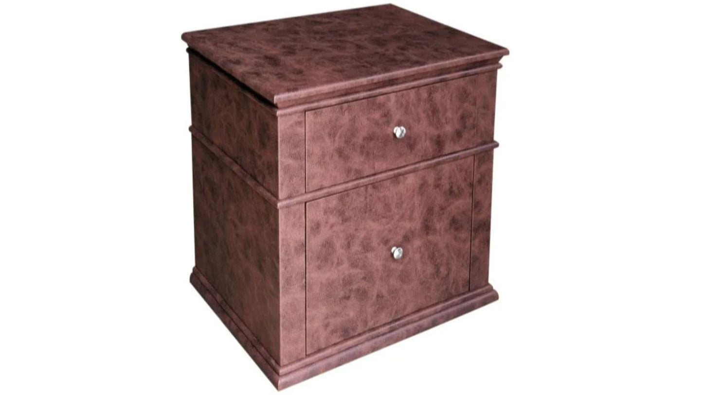 D061 Brown Leather Air Fabric Nightstand