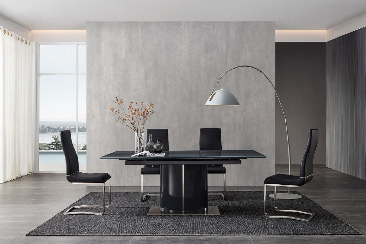 TL-1943E Tempered Glass Extendable Dining Table