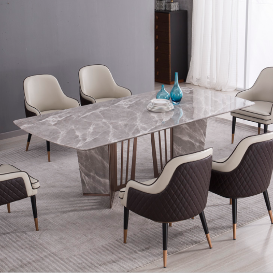 TL-J1718 Faux Grey Marble Top Rectangular Dining Table