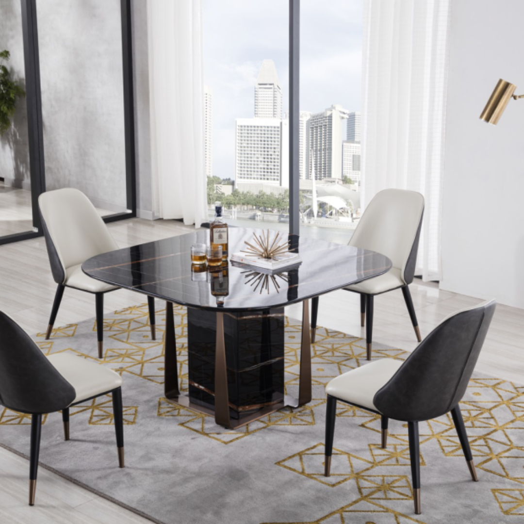 TL-J1830 Faux Black Marble Top Dining Table