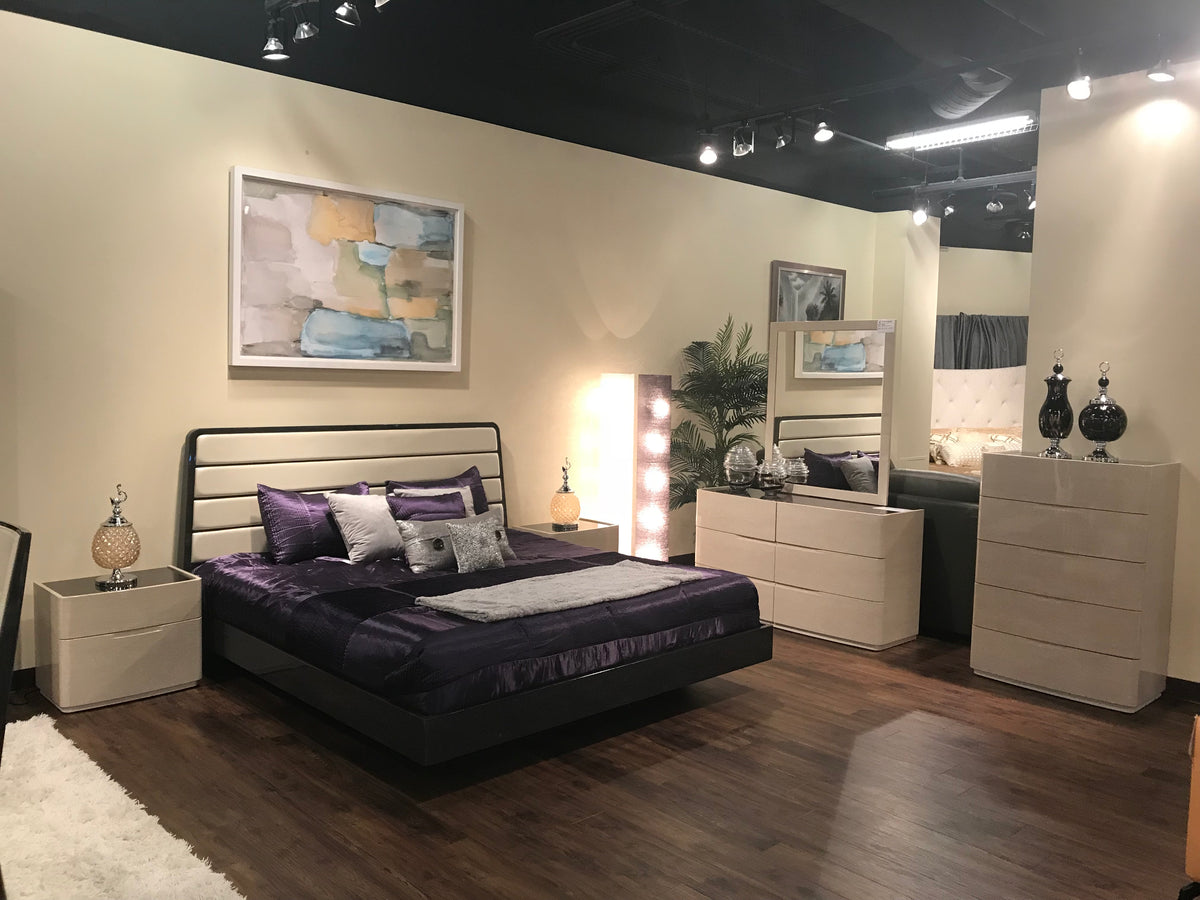 B-P112 Dark Gray Wood Grain Platform Bed