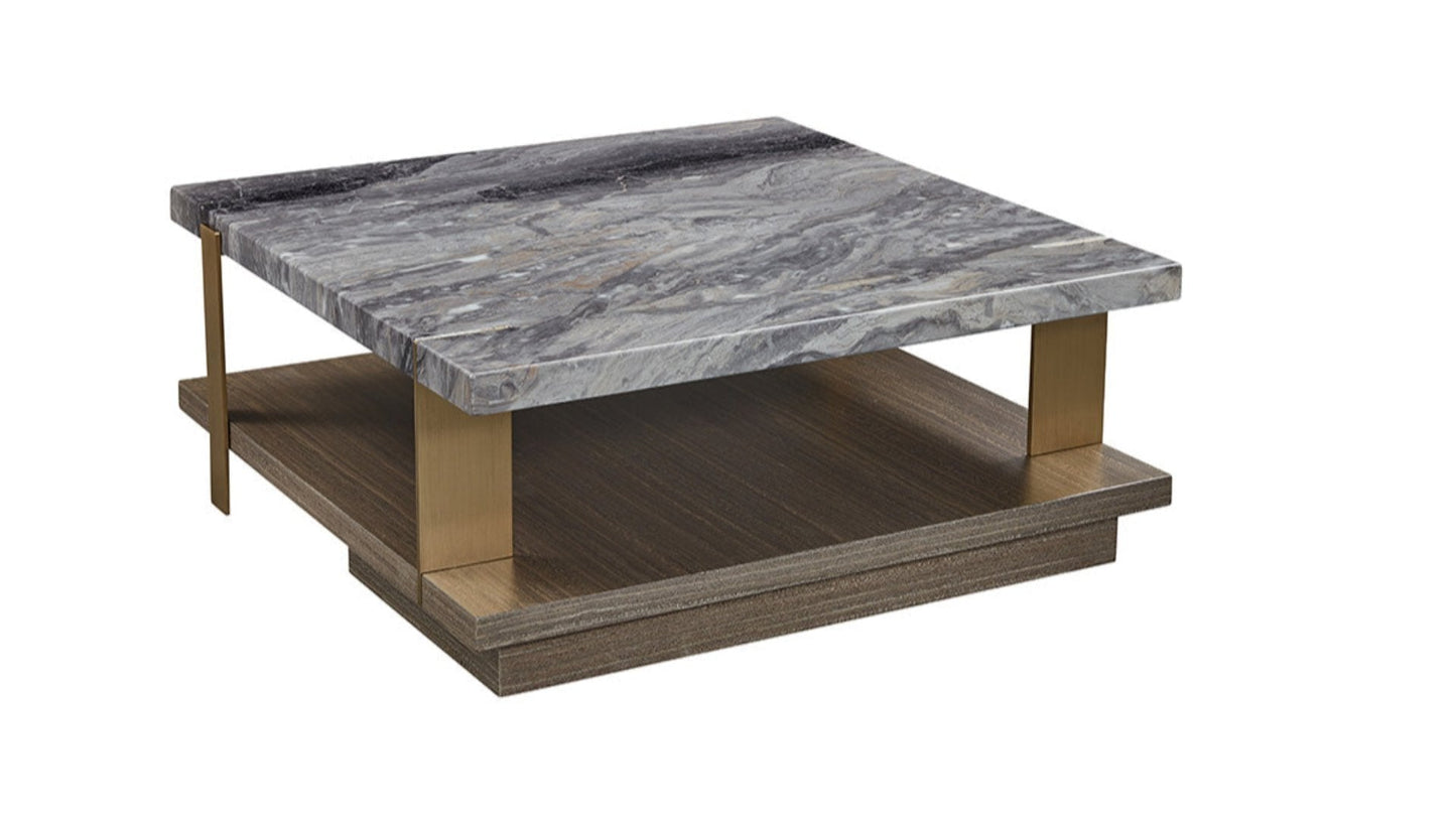 CT-Y302 Faux Marble, Metal & Wood Coffee Table