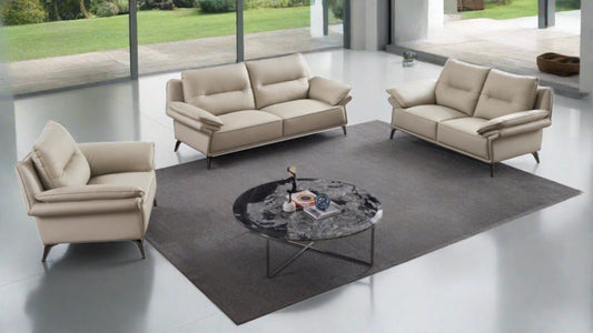 EK-D836 Light Gray Genuine Top Grain Leather Sofa