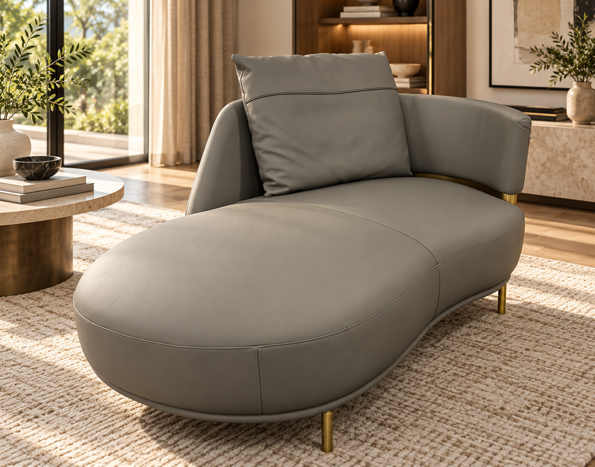 EK-Y1000 Top Grain Leather Chaise Lounge