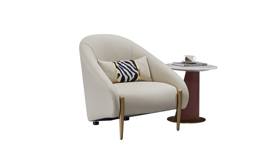 EK-Y1012 Light Gray Genuine Leather Accent Chair