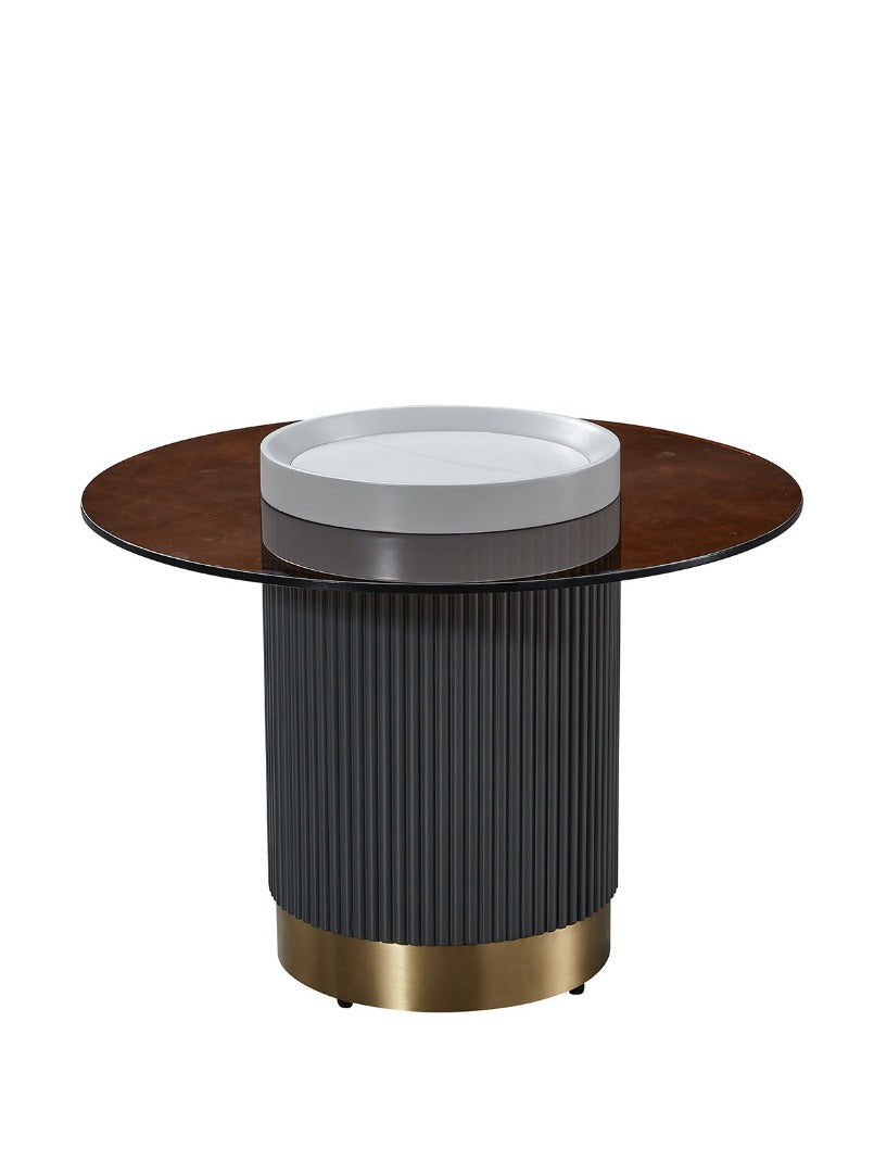 CT-Y301 Faux Marble & Wood Round Coffee Table