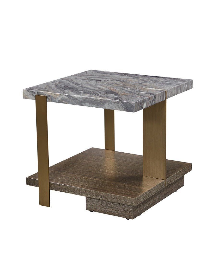 ET-Y302 Faux Marble, Metal & Wood Coffee Table