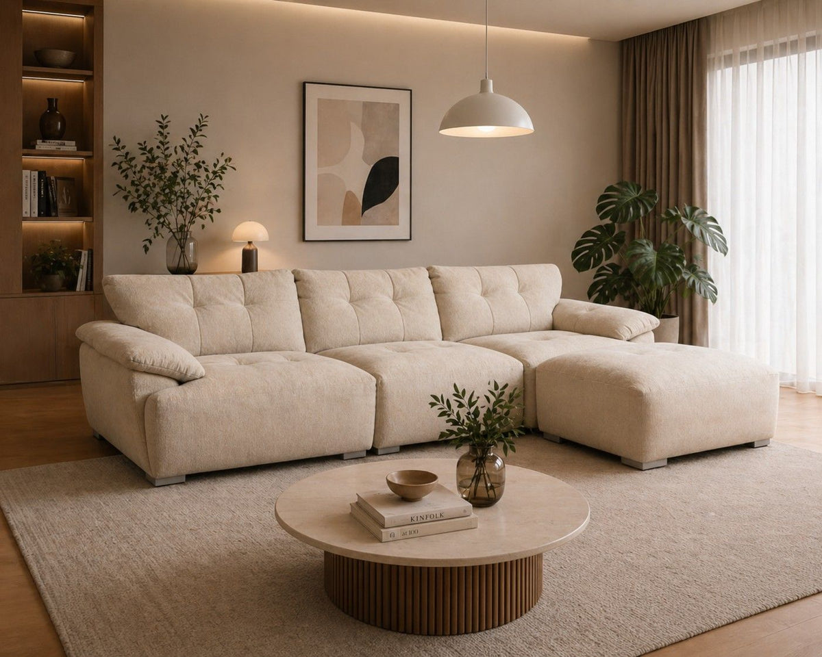 AE-LG611 Fabric Extra Long Sofa with Ottoman