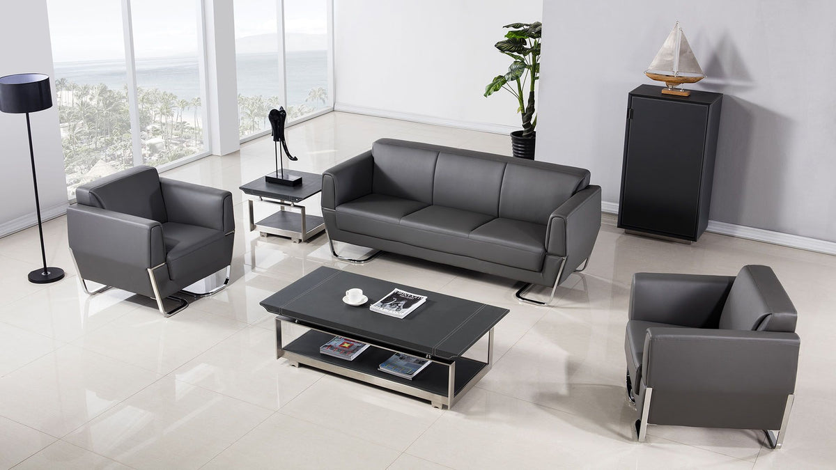 W-36 Faux Leather Office Coffee Table & End Table Set