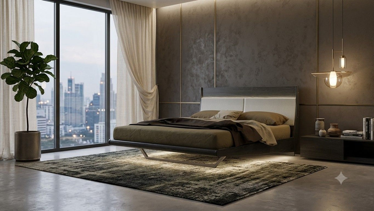 P111 Walnut Finish Eastern King Bed
