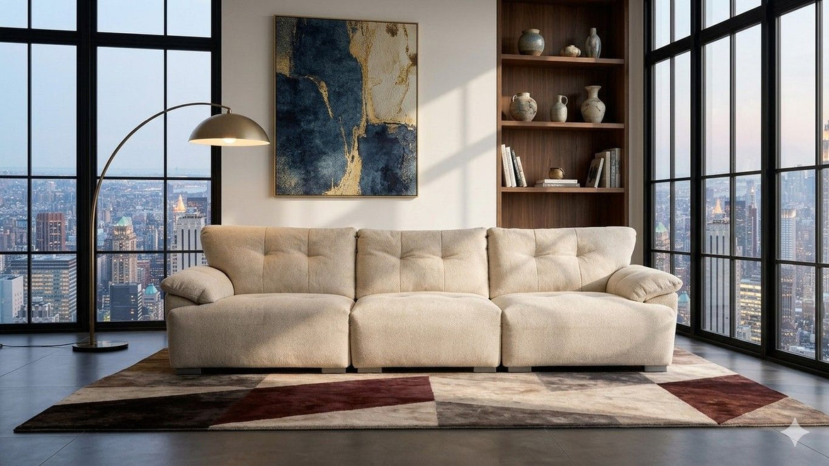 AE-LG611 Fabric Extra Long Sofa with Ottoman