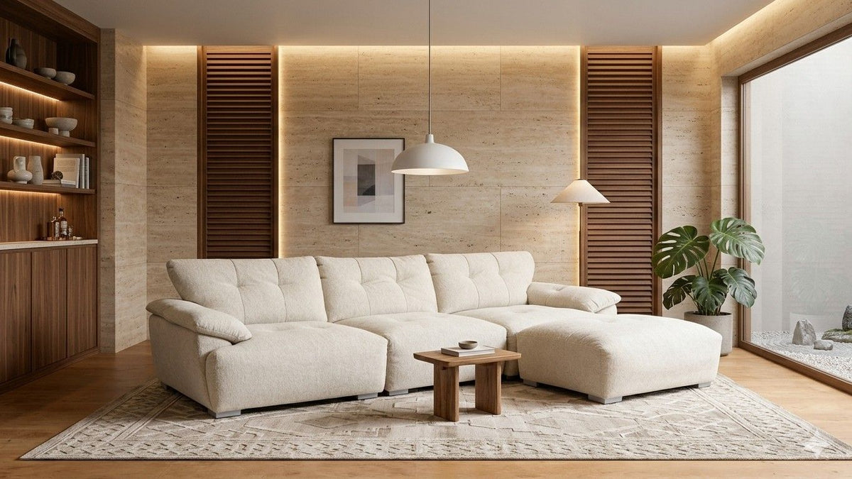 AE-LG611 Fabric Extra Long Sofa with Ottoman