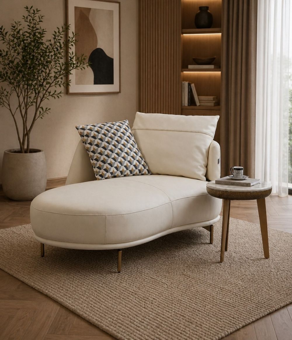 EK-Y1000 Top Grain Leather Chaise Lounge