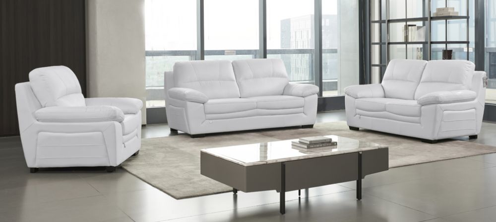 EK045 Italian Leather Sofa Set (Taupe, Ivory, White)
