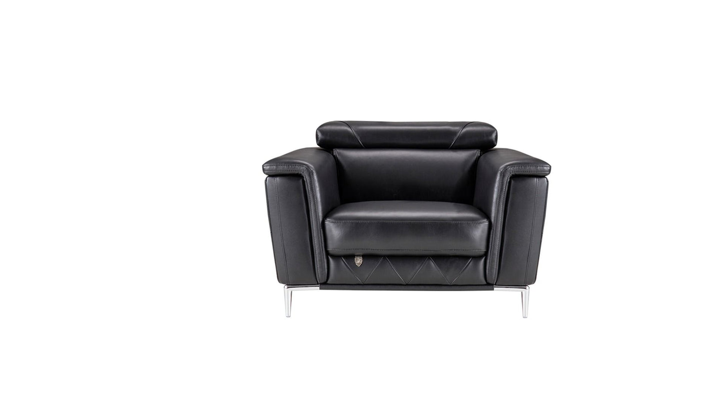 EK071 Italian Leather Sofa Set (Black, Gray)