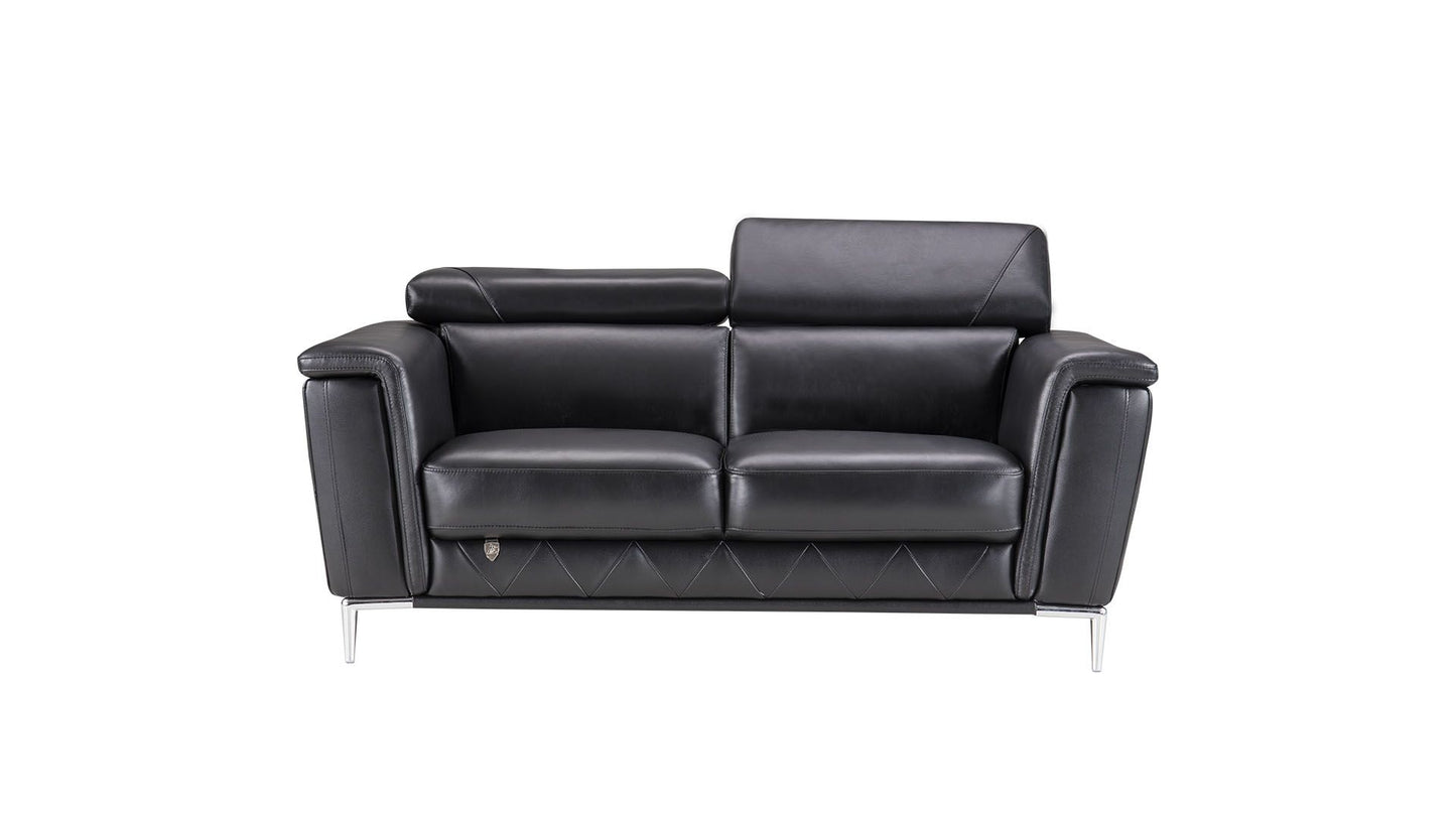 EK071 Italian Leather Sofa Set (Black, Gray)