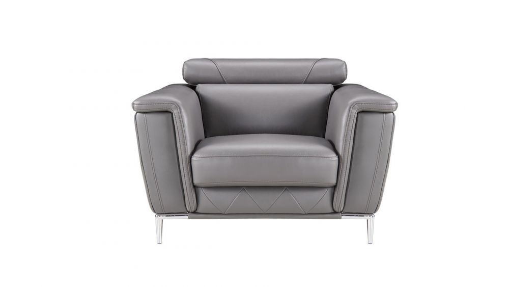 EK071 Italian Leather Sofa Set (Black, Gray)