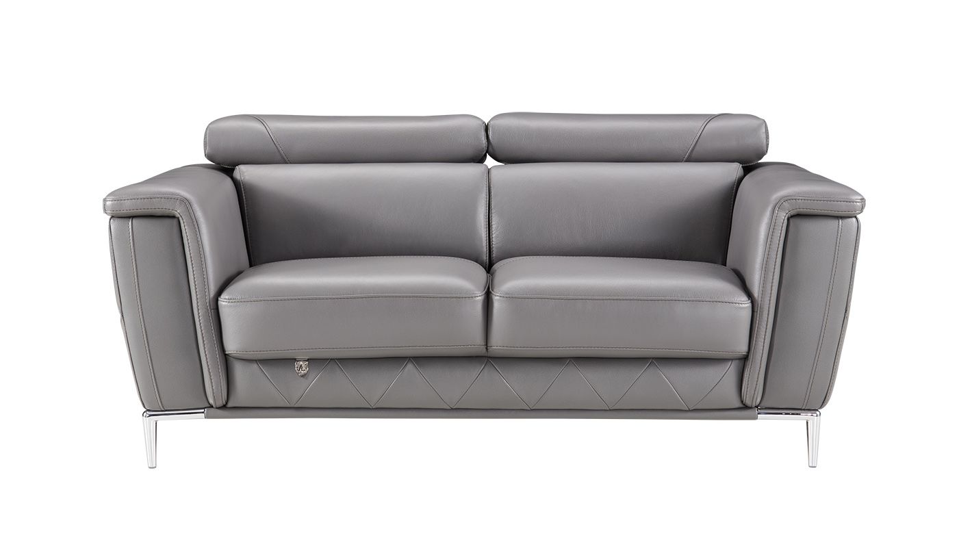 EK071 Italian Leather Sofa Set (Black, Gray)
