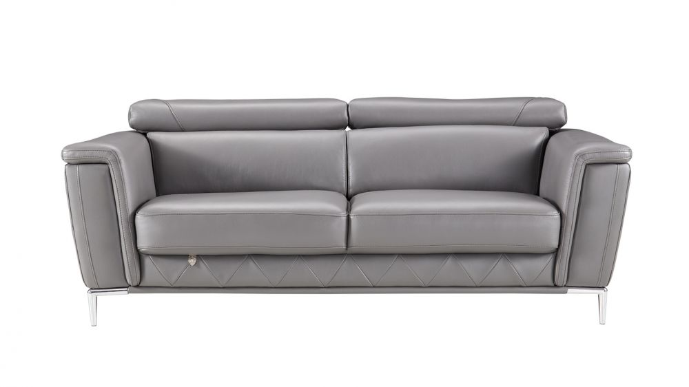 EK071 Italian Leather Sofa Set (Black, Gray)