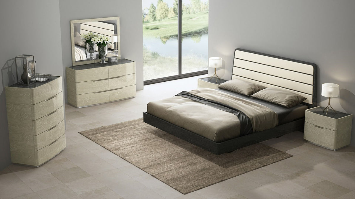 B-P112 Dark Gray Wood Grain Platform Bed