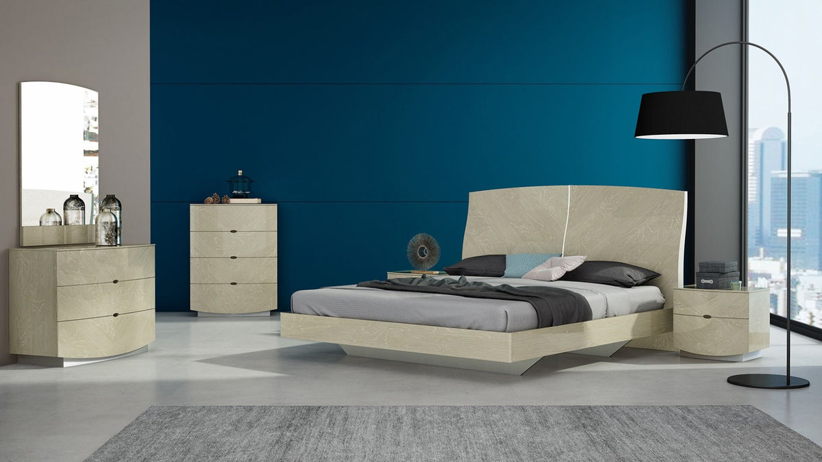 P113 Light Walnut Finish Bed