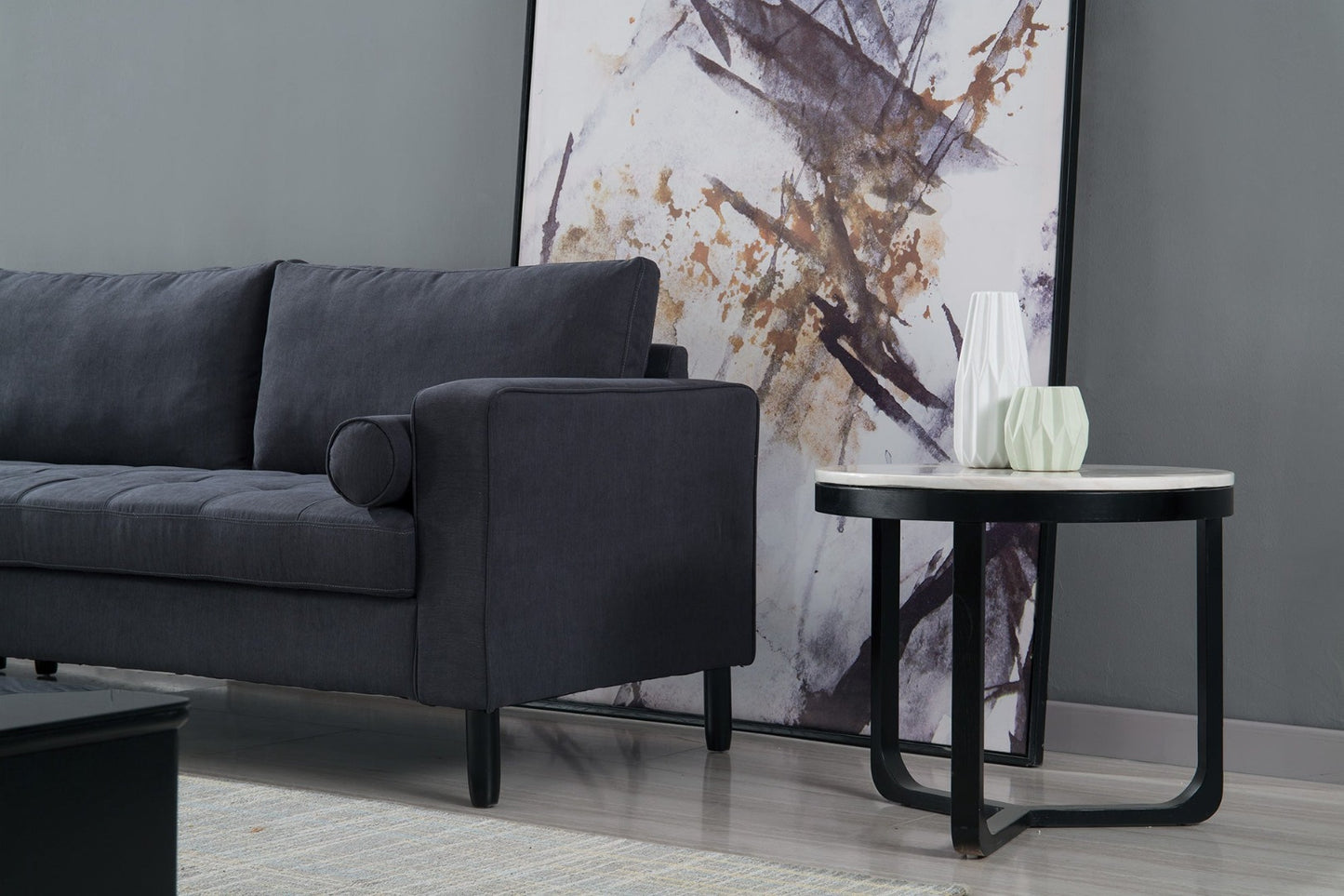 AE-LD826 Dark Gray Velvet Sectional Sofa Set