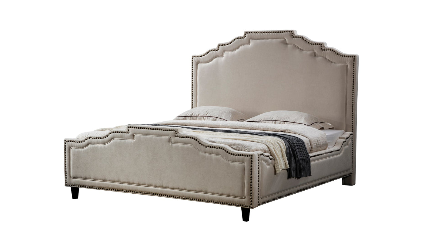 B-D070 Cream Fabric Bed