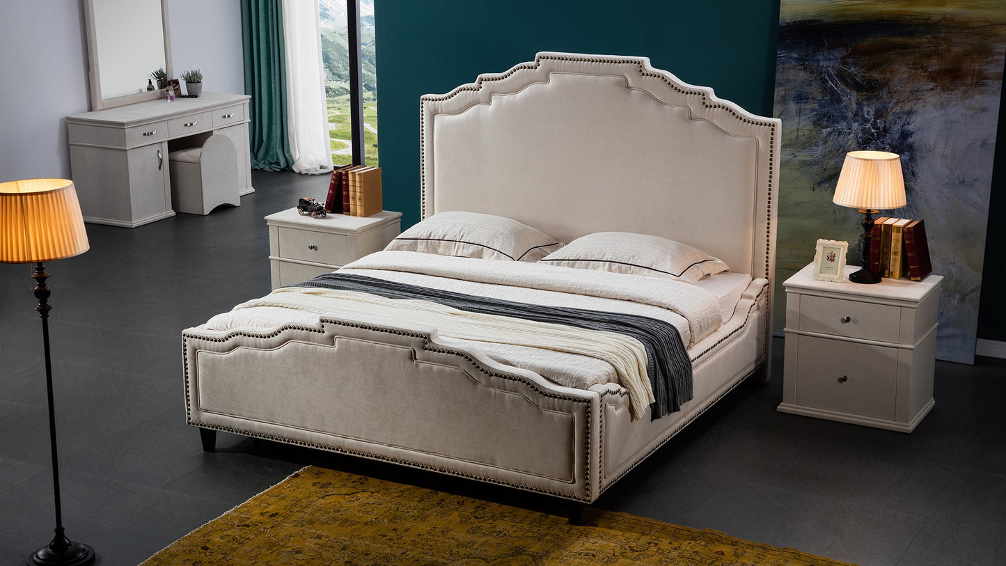 B-D070 Cream Fabric Bed