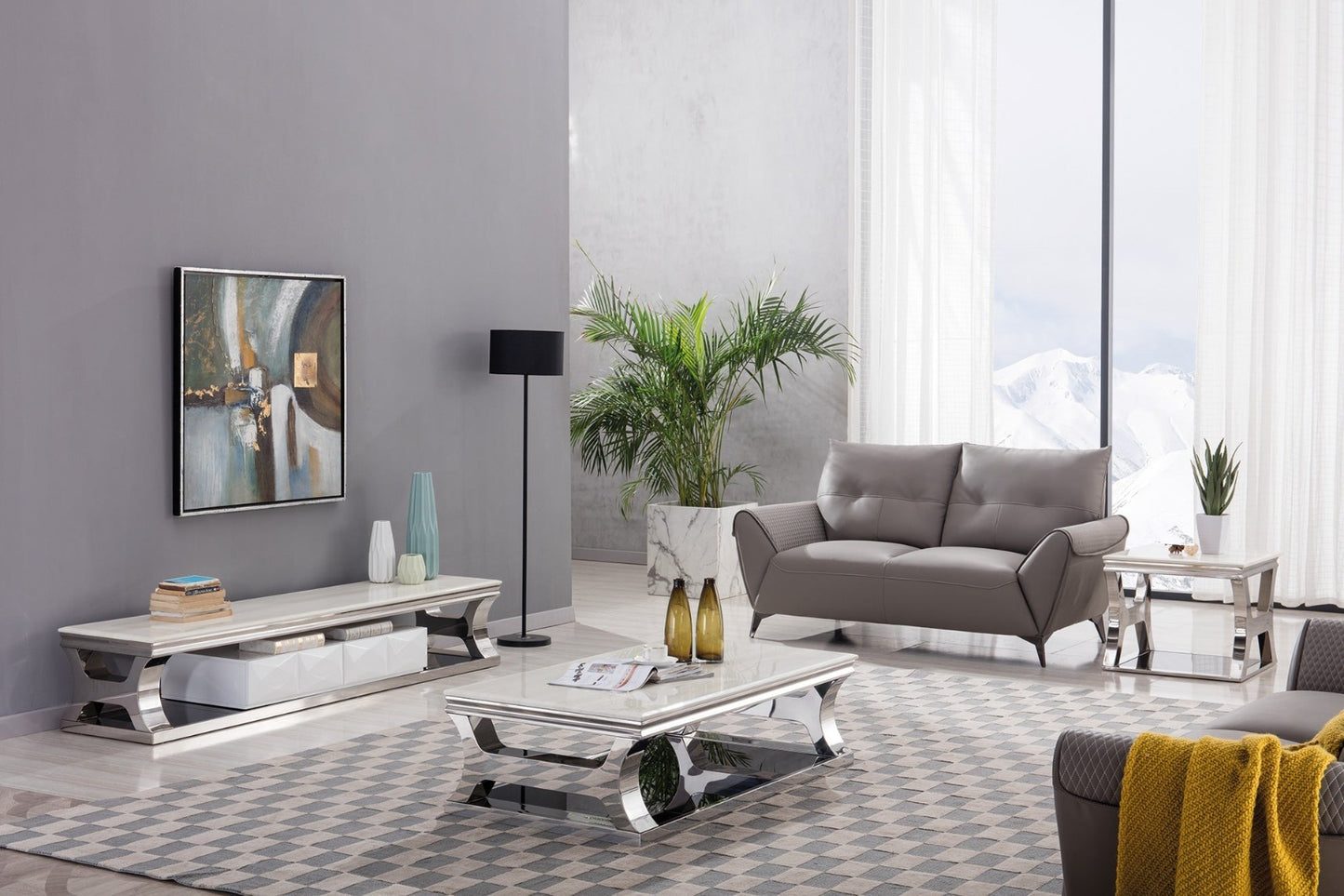 J828 Faux Marble TV Stand, End Table, Coffee Table Collection