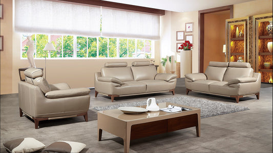 EK028 Dark Brown Italian Full Leather Sofa Set