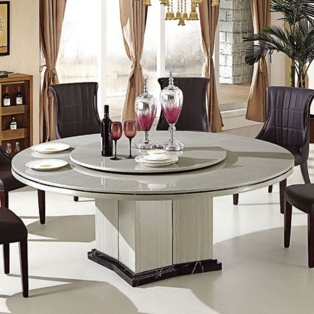 DT-H61 Grey Faux Marble Top Round Dining Table