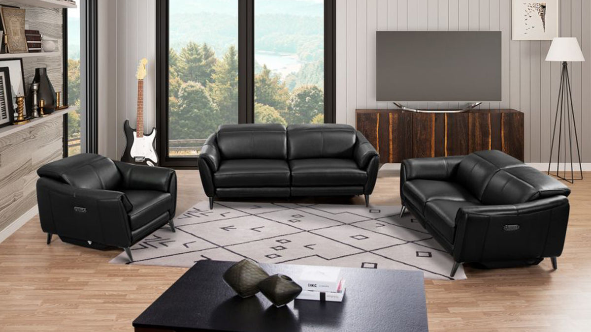 EK-H247 Black Top-grain Cow Hide Power Recliner