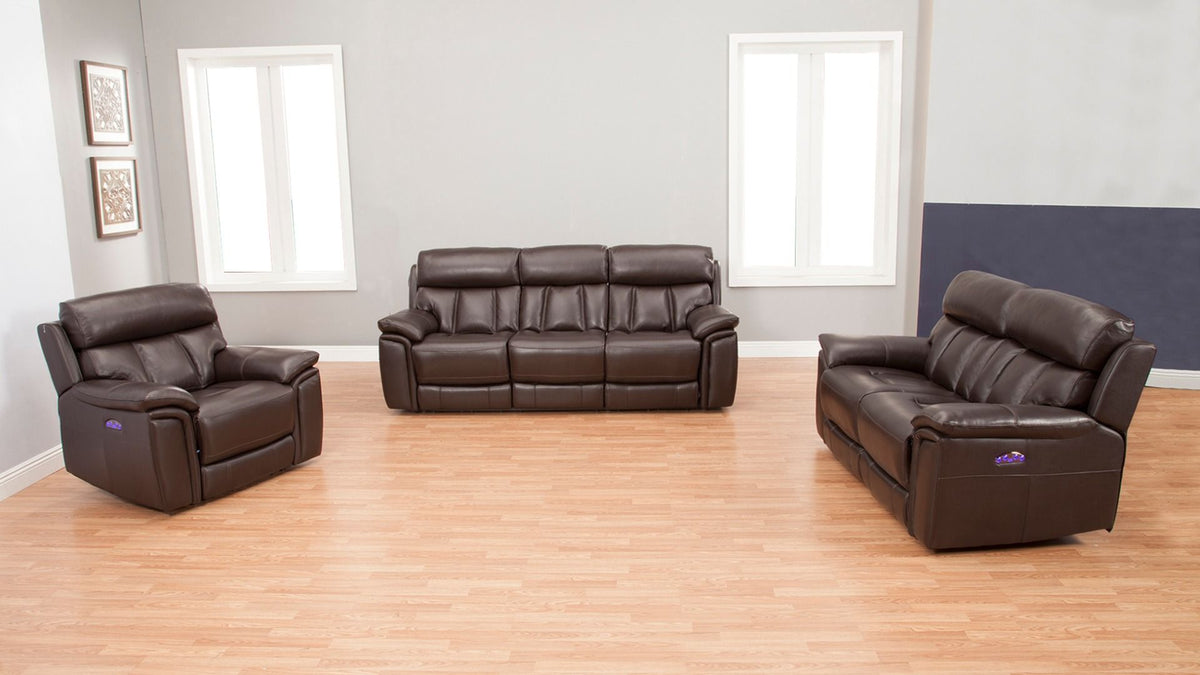EK-H512 Top-grain Cow Hide Leather with Electric Recliner Sofa Set