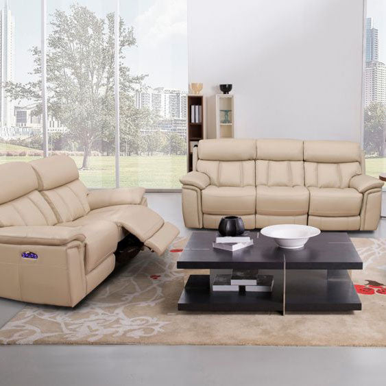 EK-H512 Top-grain Cow Hide Leather with Electric Recliner Sofa Set