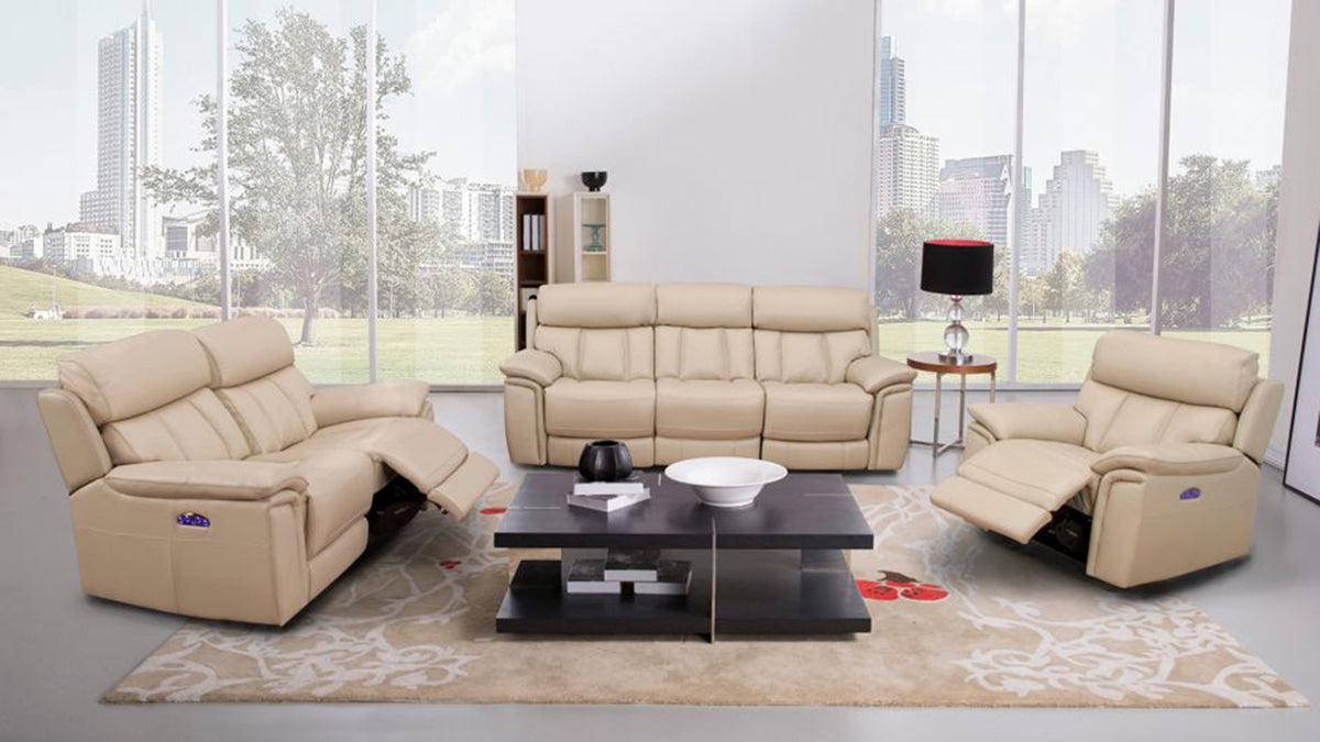 EK-H512 Top-grain Cow Hide Leather with Electric Recliner Sofa Set